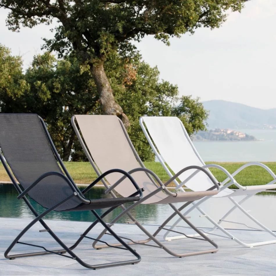 Chaise longue de jardin pliante en acier galvanisé Made in Italy 2 pièces - Hobbit Viadurini