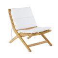 Chaise longue d'extérieur pliante en teck et WaProLace avec coussin Made in Italy - Oracle