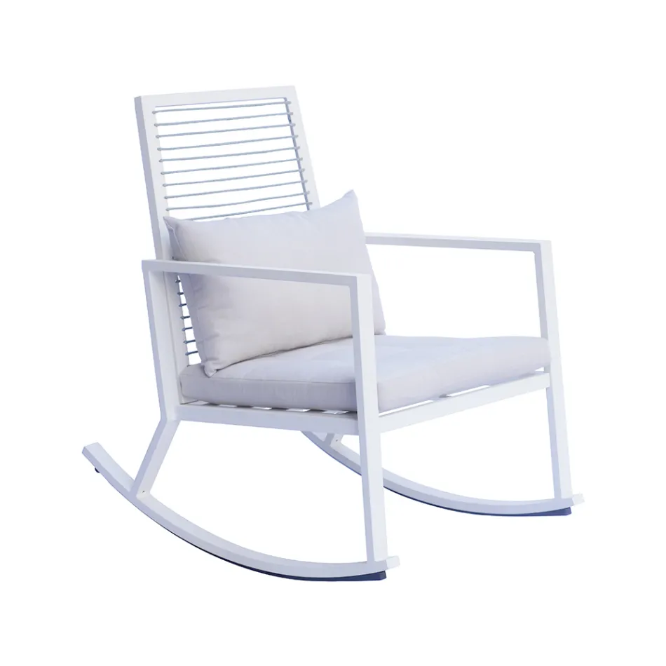 Chaise à bascule d'extérieur en aluminium avec coussin rembourré - Brontolo Viadurini