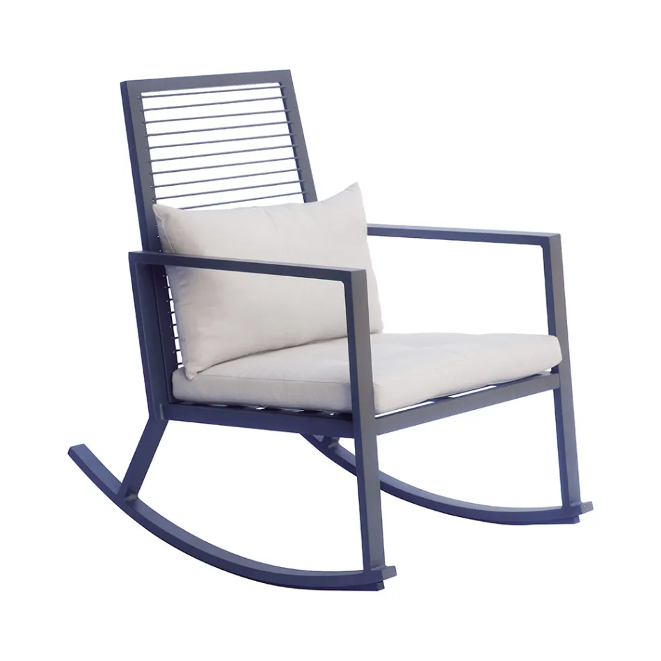 Chaise à bascule d'extérieur en aluminium avec coussin rembourré - Brontolo Viadurini