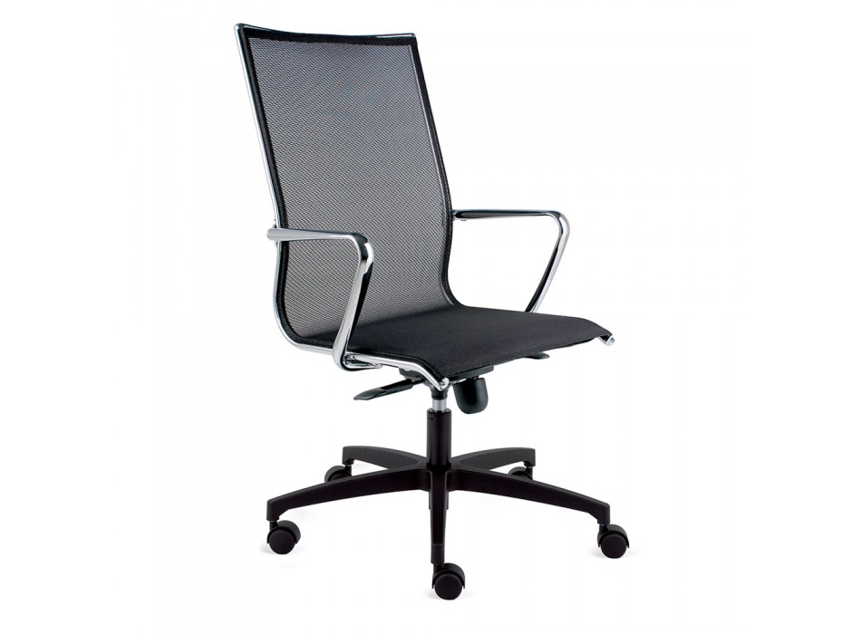 Chaise de bureau pivotante haute ergonomique avec roues et accoudoirs - Filanna Viadurini