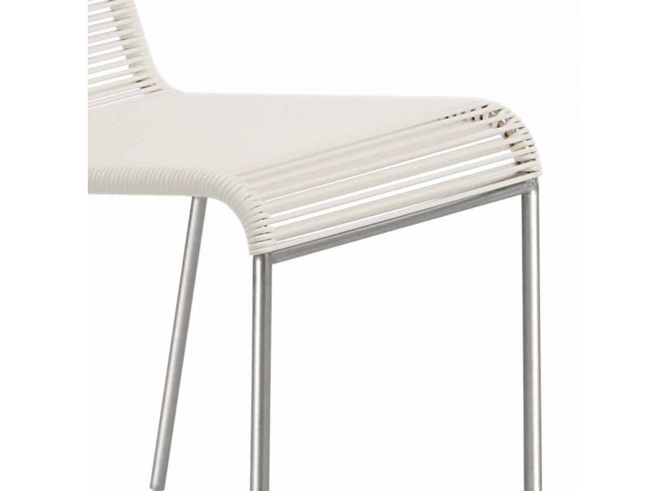 Chaise d'extérieur design blanche en acier et PVC Made in Italy - Madagascar Viadurini
