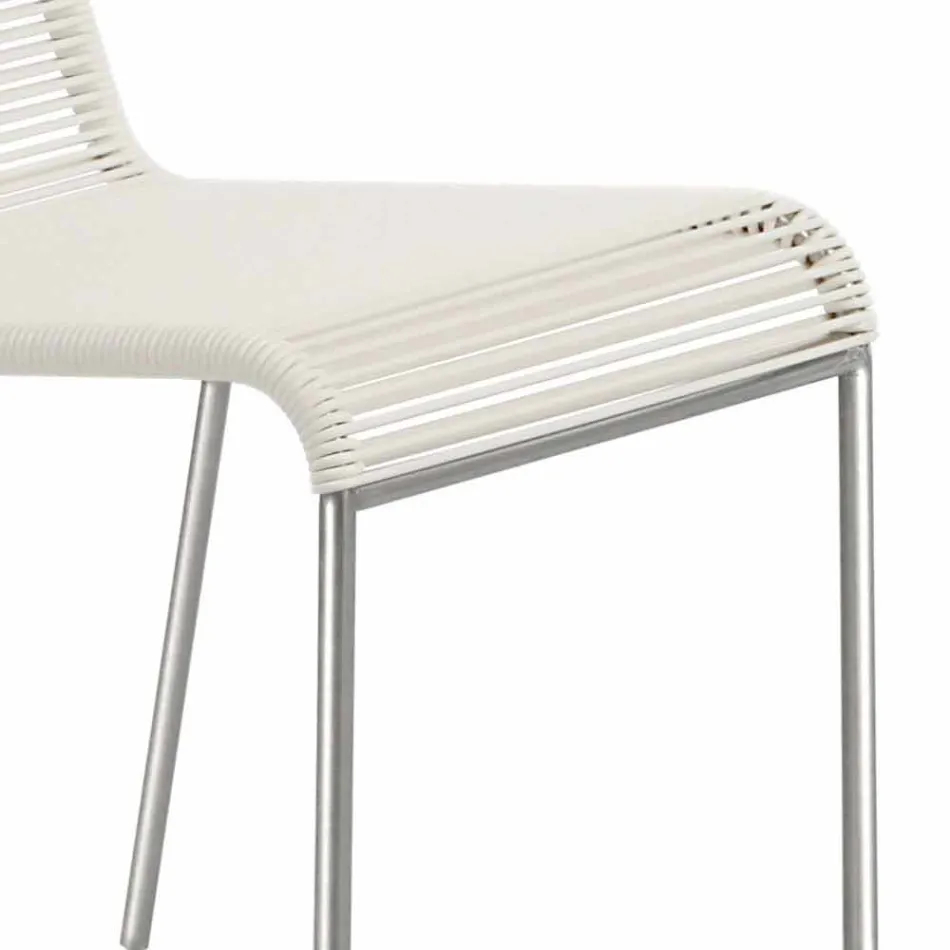 Chaise d'extérieur design blanche en acier et PVC Made in Italy - Madagascar Viadurini
