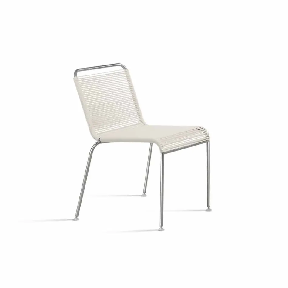 Chaise d'extérieur design blanche en acier et PVC Made in Italy - Madagascar Viadurini