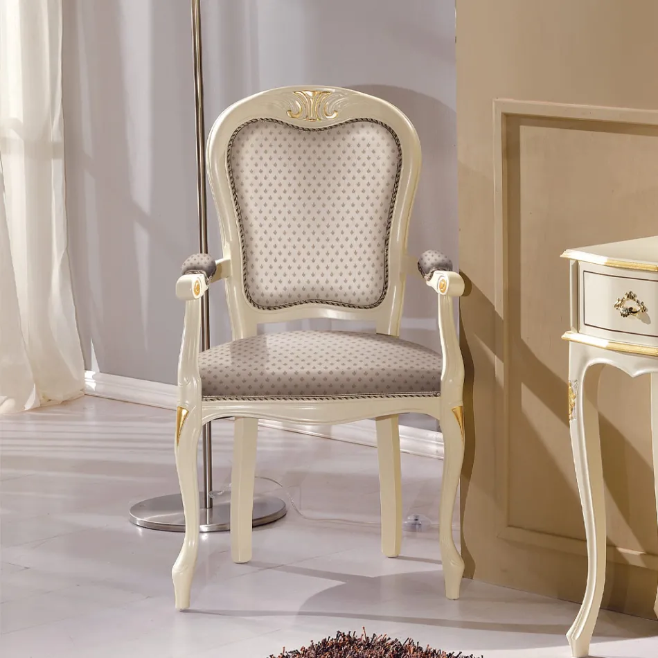 Tête de Table Chaise en Bois Rembourrée en Tissu Made in Italy - Majesty Viadurini