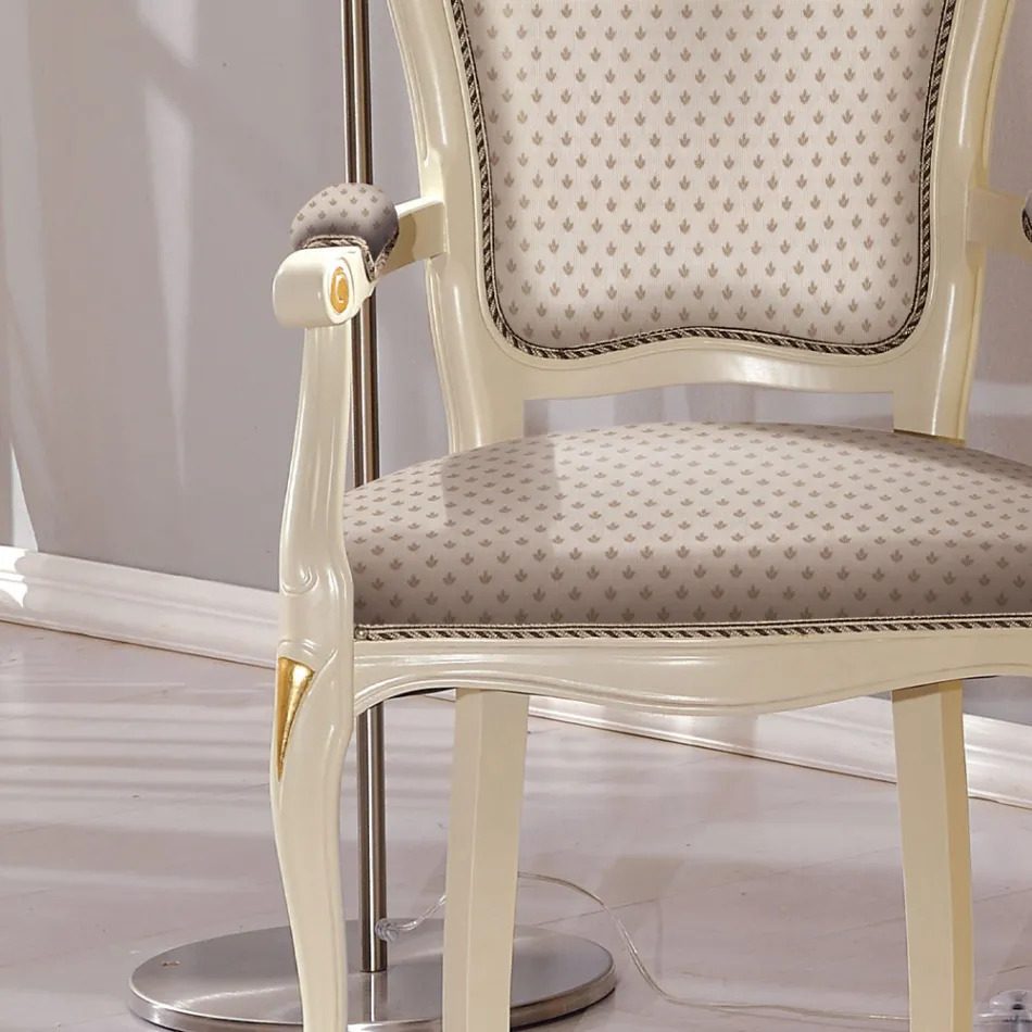 Tête de Table Chaise en Bois Rembourrée en Tissu Made in Italy - Majesty Viadurini