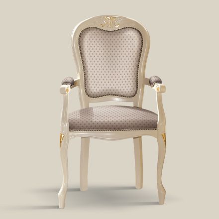 Tête de Table Chaise en Bois Rembourrée en Tissu Made in Italy - Majesty Viadurini