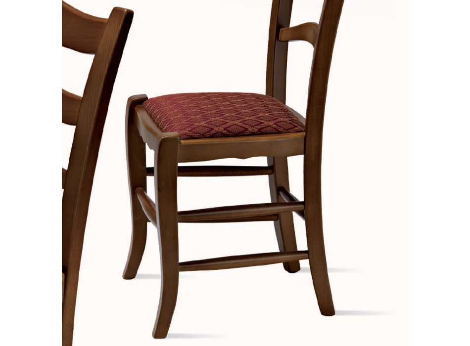 Chaise de cuisine classique en bois et assise en tissu Made in Italy - Irina Viadurini