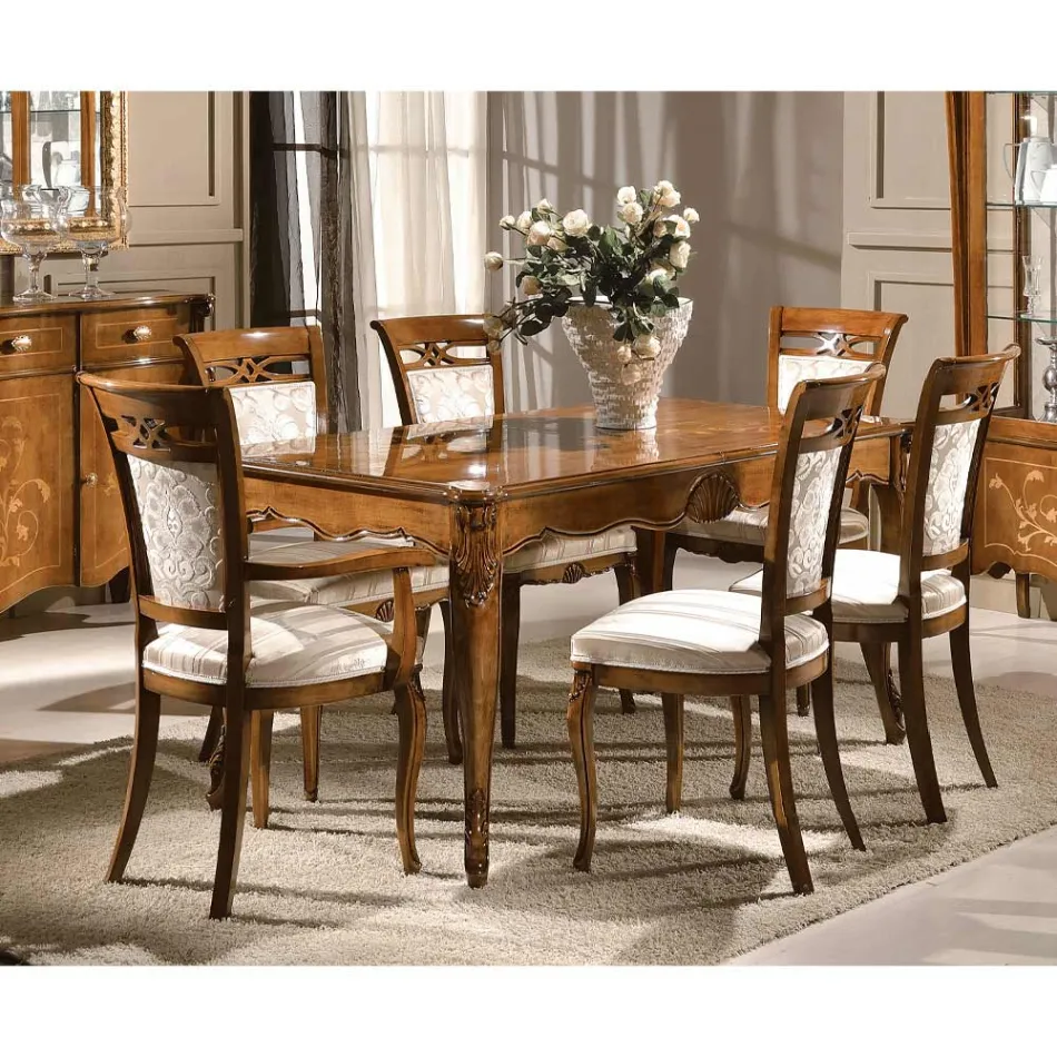 Chaise rembourrée classique en noyer ou bois blanc Made in Italy - Caligola Viadurini