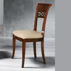 Chaise classique en bois de hêtre avec dossier décoré et écocuir - Milissa Viadurini