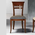 Chaise classique en bois de hêtre avec dossier décoré et tissu - Milissa Viadurini