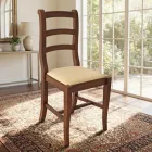 Chaise classique en bois avec assise en tissu, design italien - Baptiste Viadurini