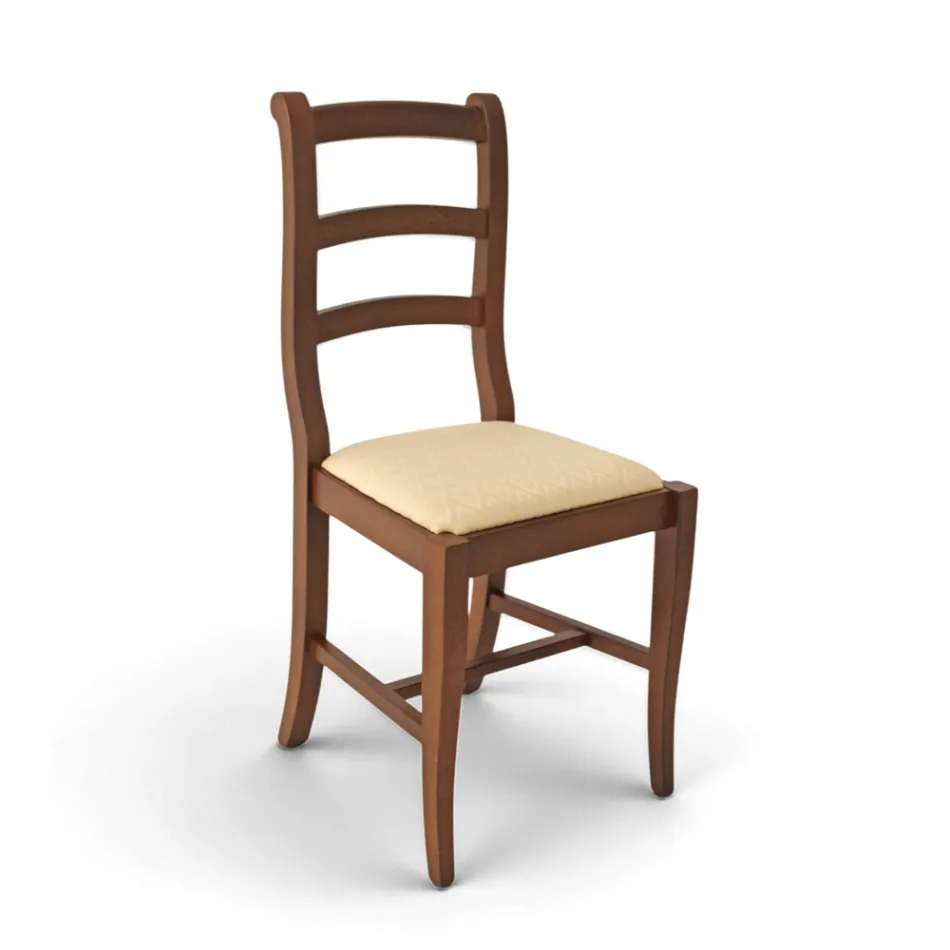 Chaise classique en bois avec assise en tissu, design italien - Baptiste Viadurini