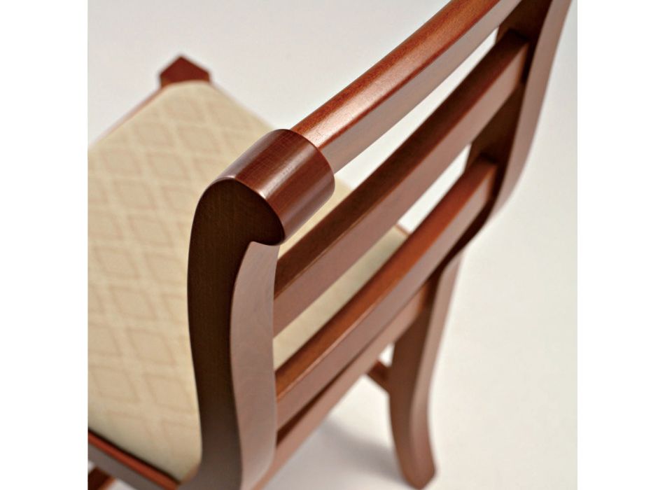 Chaise Classique en Bois et Assise en Tissu Design Made in Italy - Baptiste Viadurini