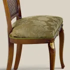 Chaise classique en bois de noyer avec assise rembourrée Made in Italy - Baroque Viadurini
