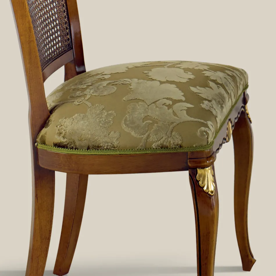 Chaise classique en bois de noyer avec assise rembourrée Made in Italy - Baroque Viadurini