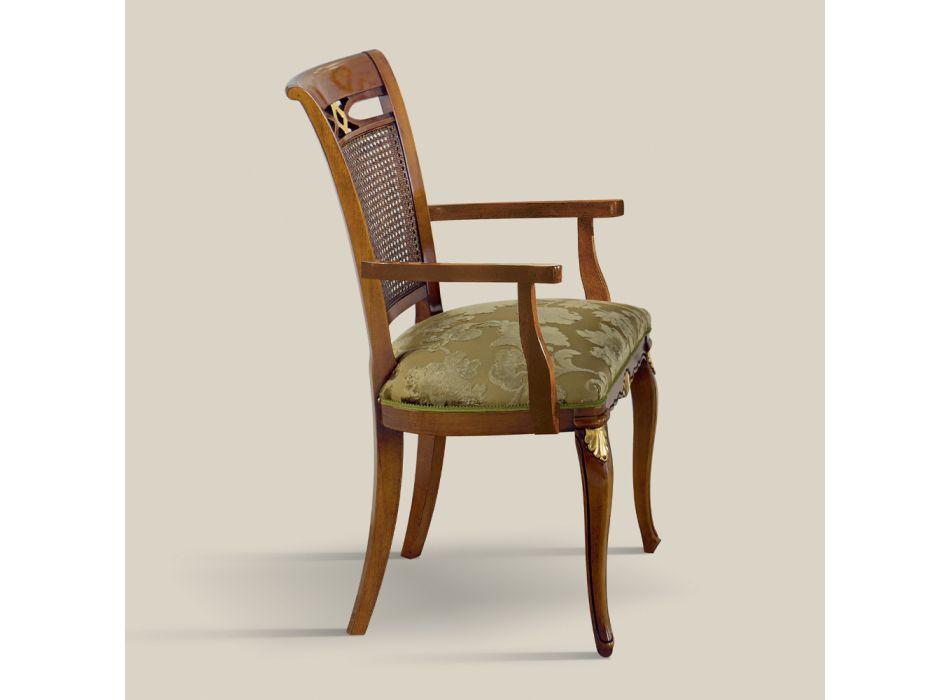Chaise classique en bois de noyer avec assise rembourrée Made in Italy - Baroque Viadurini
