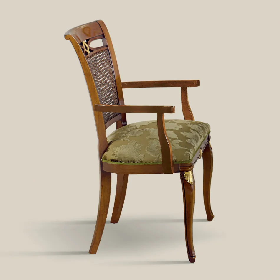 Chaise classique en bois de noyer avec assise rembourrée Made in Italy - Baroque Viadurini