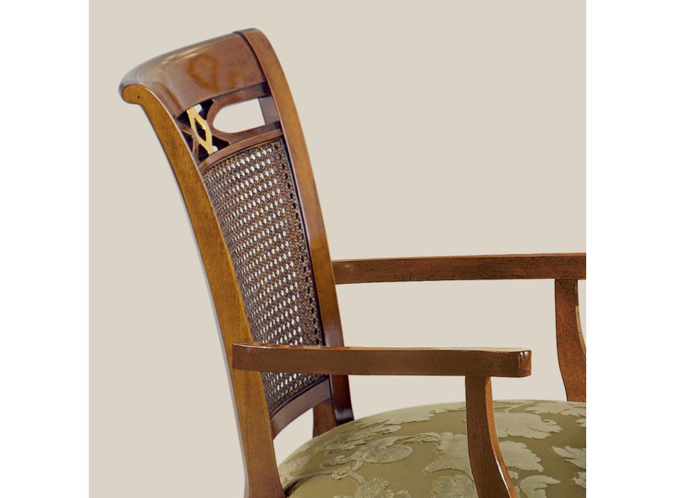 Chaise classique en bois de noyer avec assise rembourrée Made in Italy - Baroque Viadurini