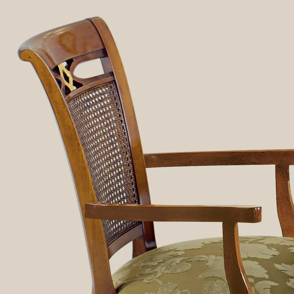 Chaise classique en bois de noyer avec assise rembourrée Made in Italy - Baroque Viadurini