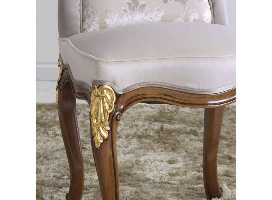 Chaise Classique en Bois de Noyer et Tissu Rembourré Made in Italy - Baroque Viadurini