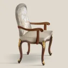 Chaise Classique en Bois de Noyer et Tissu Rembourré Made in Italy - Baroque Viadurini