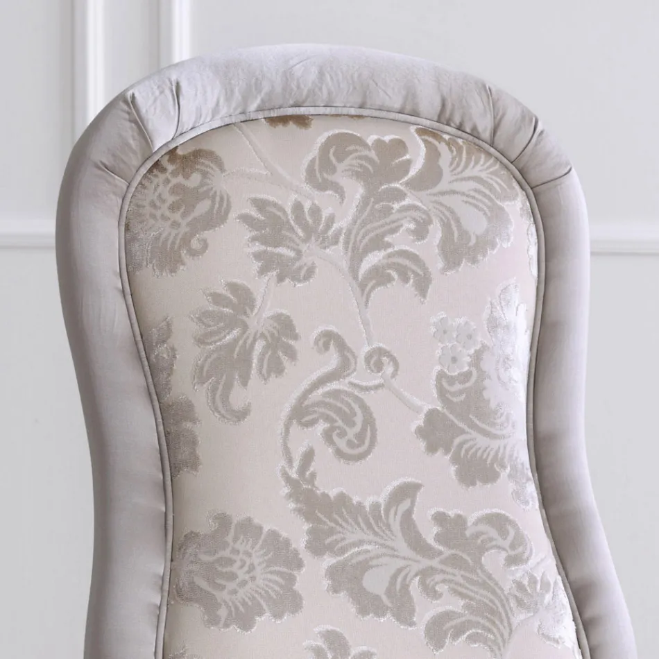 Chaise Classique en Bois de Noyer et Tissu Rembourré Made in Italy - Baroque Viadurini