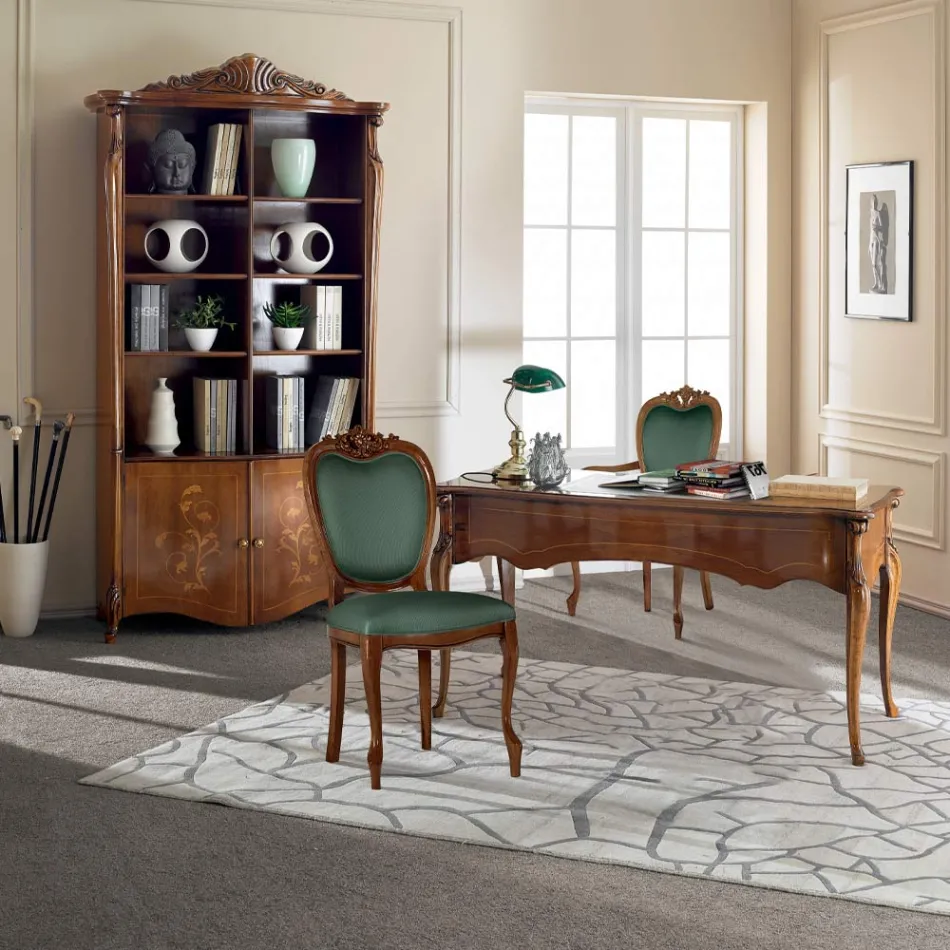 Chaise Classique en Noyer ou Bois Rembourré Doré Made in Italy - Imperator Viadurini