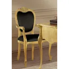 Chaise Classique en Noyer ou Bois Rembourré Doré Made in Italy - Imperator Viadurini