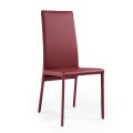 Chaise entièrement rembourrée en cuir bordeaux fabriquée en Italie - Tazza