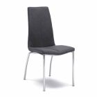 Chaise avec piètement en métal chromé et recouvert de simili cuir Ilda, 4 pz Viadurini