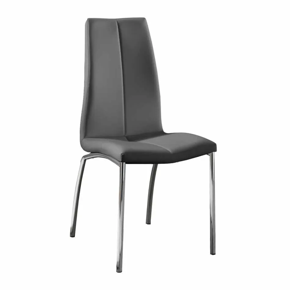 Chaise avec piètement en métal chromé et recouvert de simili cuir Ilda, 4 pz Viadurini