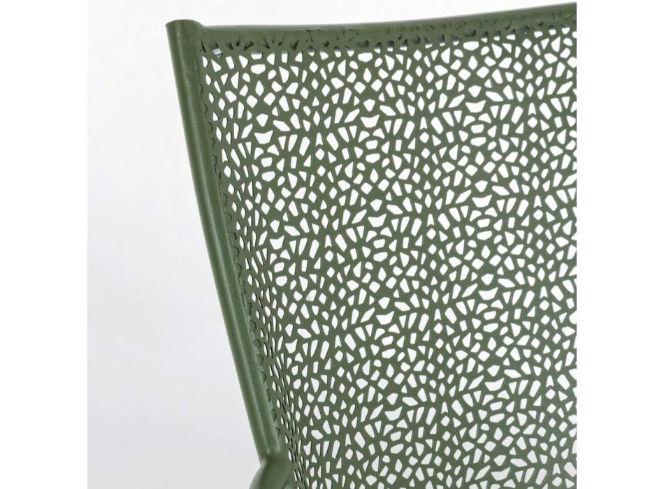 Chaise de jardin empilable avec accoudoirs en acier décoré - Scivolizia Viadurini