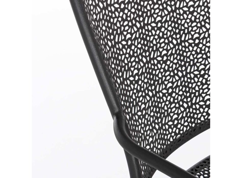 Chaise de jardin empilable avec accoudoirs en acier décoré - Scivolizia Viadurini