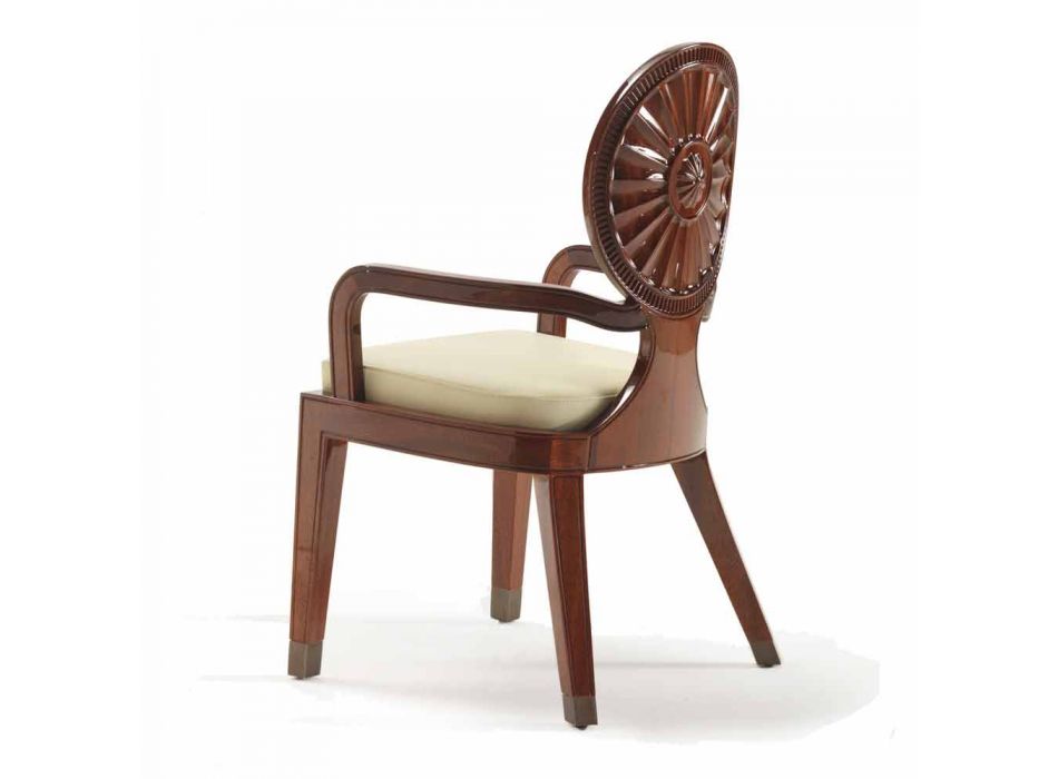 Chaise avec accoudoirs rembourrés en bois lisse Nicole, design luxueux Viadurini
