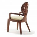Chaise avec accoudoirs remborrée en bois lisse, Nicole design de luxe