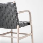 Chaise avec accoudoirs en hêtre blanchi et assise en cuir Made in Italy - Nora Viadurini