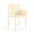 Chaise avec accoudoirs recouverte de cuir ivoire fabriquée en Italie - Coquille