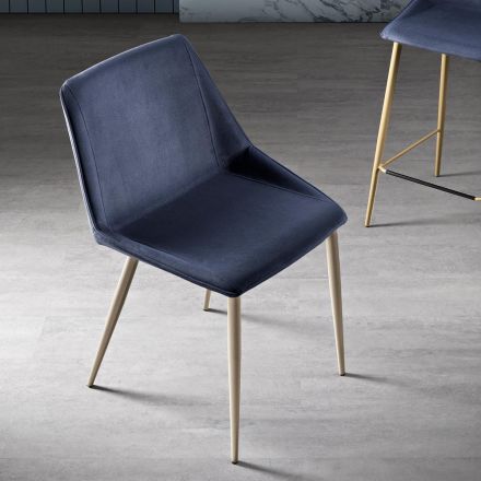 Chaise avec pieds en métal et assise en tissu monocoque fabriquée en Italie - Hinata Viadurini