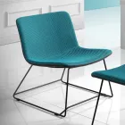 Chaise avec repose-pieds en tissu Vulcano et pieds en métal fabriquée en Italie - Amane Viadurini