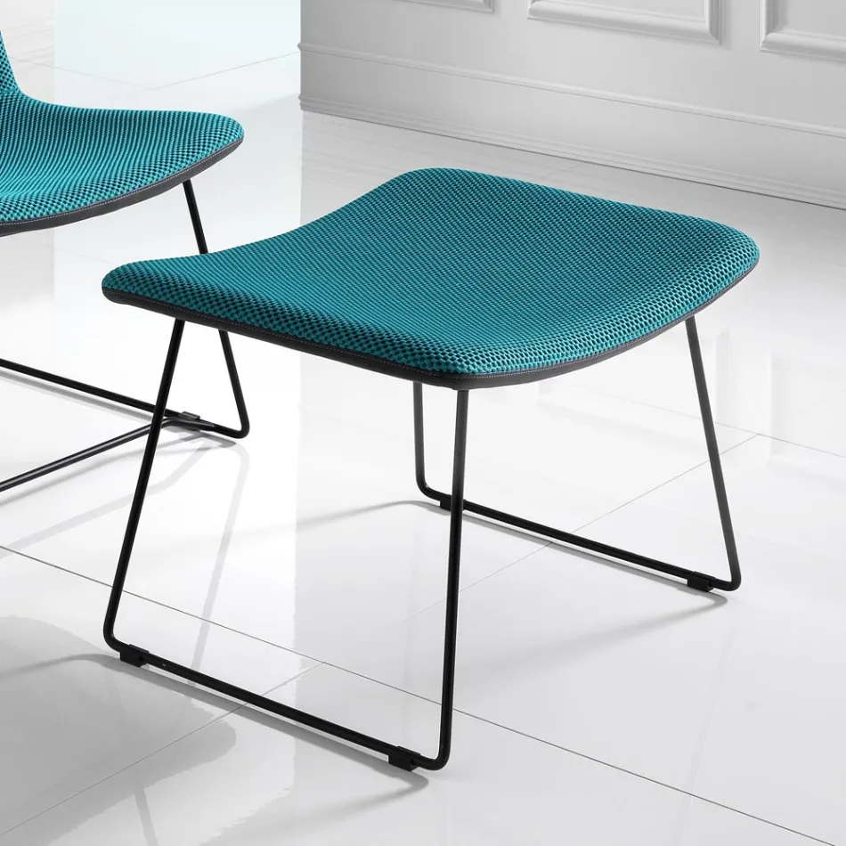 Chaise avec repose-pieds en tissu Vulcano et pieds en métal fabriquée en Italie - Amane Viadurini