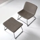 Chaise avec repose-pieds en tissu Vulcano et pieds en métal fabriquée en Italie - Amane Viadurini