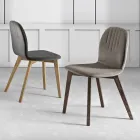 Chaise avec assise en tissu monocoque et pieds en bois fabriquée en Italie - Nezoku Viadurini