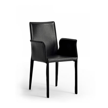 Chaise avec structure en acier recouverte de cuir - Design moderne Jolie Viadurini