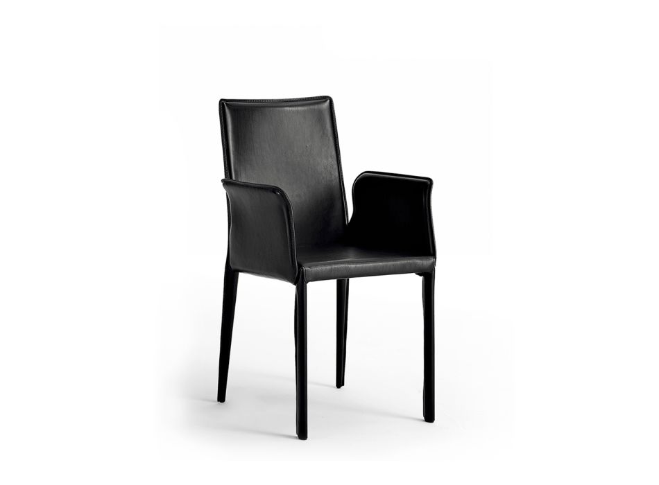 Chaise avec structure en acier recouverte de cuir - Design moderne Jolie Viadurini