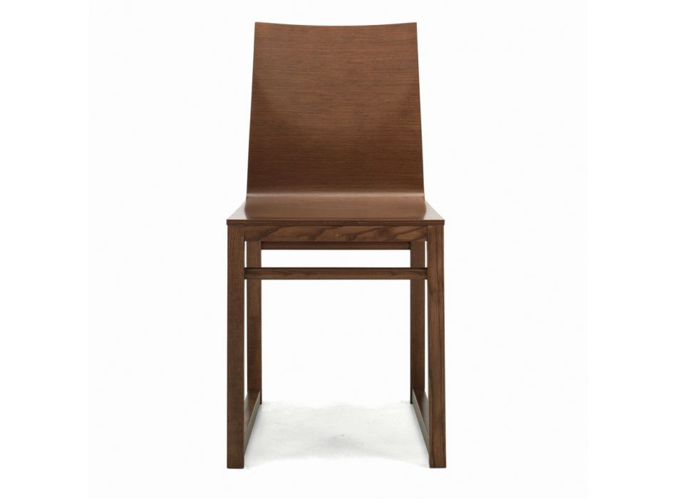 Chaise avec structure en frêne et coque en chêne fabriquée en Italie - Emilia Viadurini