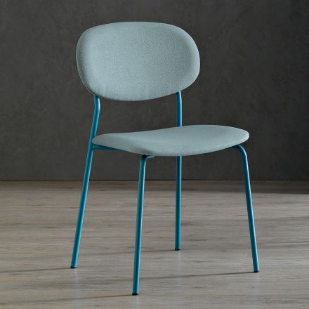 Chaise avec structure en métal, assise et dossier en tissu - Serenella Viadurini
