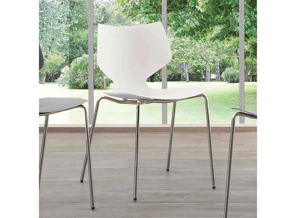 Chaise chromée de design moderne fabriquée en Italie Messina Viadurini