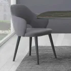 Chaise de cuisine avec accoudoirs en tissu et bois Made in Italy - Marchesi Viadurini