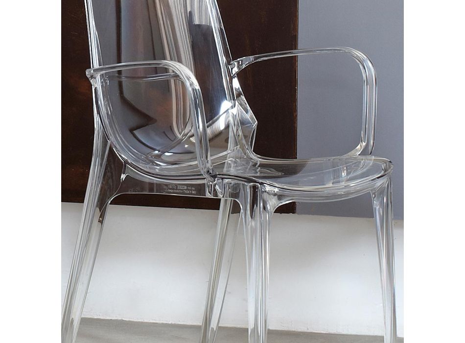 Chaise de cuisine empilable en polycarbonate transparent ou fumé, 2 pièces - Sienne Viadurini
